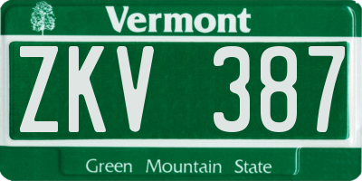VT license plate ZKV387