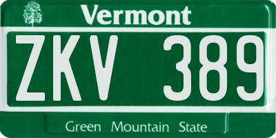 VT license plate ZKV389