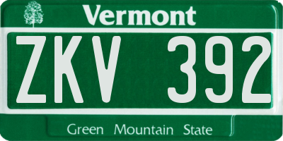 VT license plate ZKV392