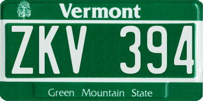 VT license plate ZKV394
