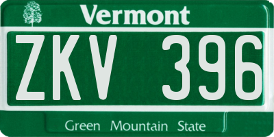 VT license plate ZKV396