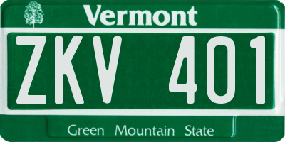 VT license plate ZKV401