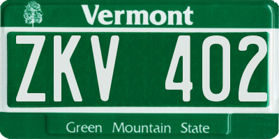 VT license plate ZKV402
