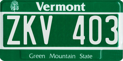 VT license plate ZKV403