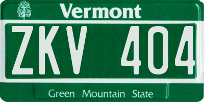 VT license plate ZKV404