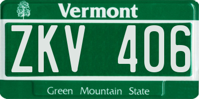 VT license plate ZKV406