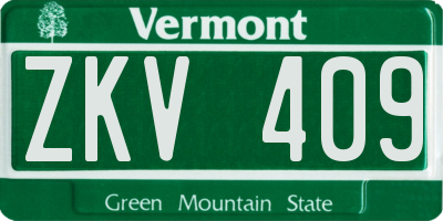 VT license plate ZKV409