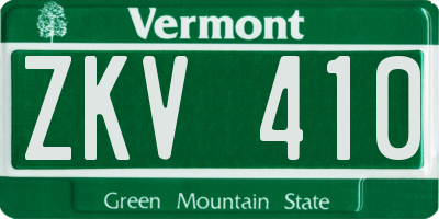 VT license plate ZKV410