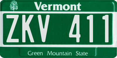 VT license plate ZKV411