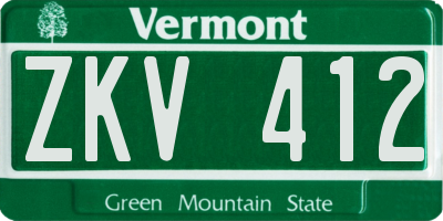 VT license plate ZKV412