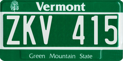 VT license plate ZKV415