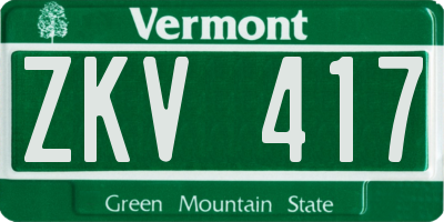 VT license plate ZKV417