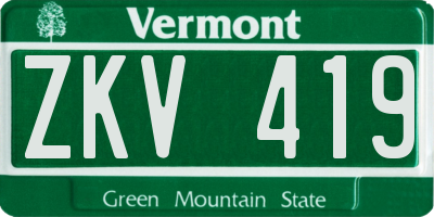 VT license plate ZKV419