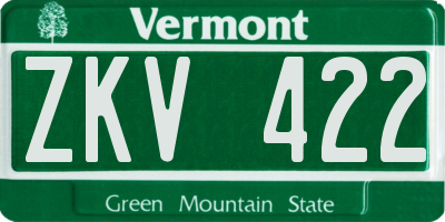 VT license plate ZKV422