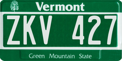 VT license plate ZKV427