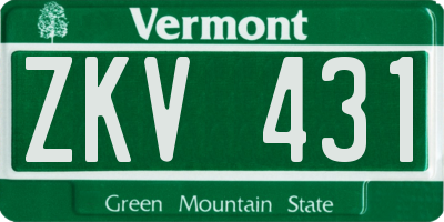 VT license plate ZKV431