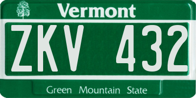 VT license plate ZKV432