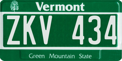 VT license plate ZKV434