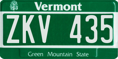 VT license plate ZKV435
