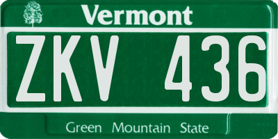 VT license plate ZKV436