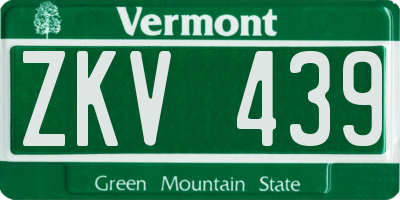 VT license plate ZKV439