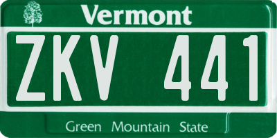 VT license plate ZKV441