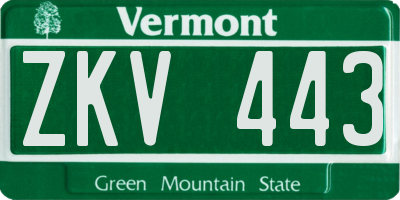 VT license plate ZKV443