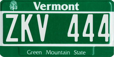 VT license plate ZKV444