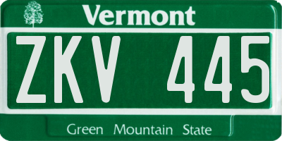 VT license plate ZKV445