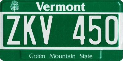 VT license plate ZKV450