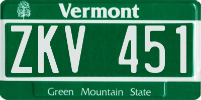VT license plate ZKV451