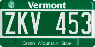 VT license plate ZKV453