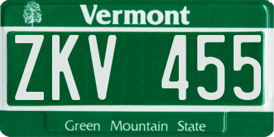 VT license plate ZKV455
