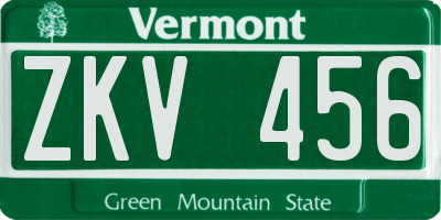 VT license plate ZKV456
