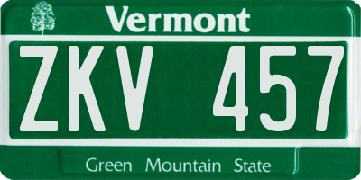 VT license plate ZKV457