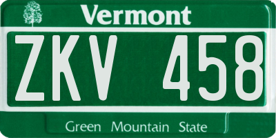VT license plate ZKV458