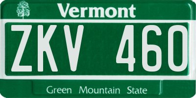 VT license plate ZKV460