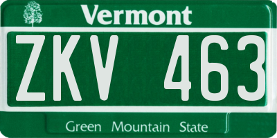 VT license plate ZKV463