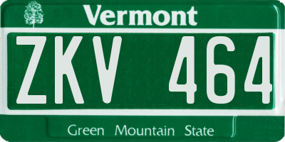 VT license plate ZKV464