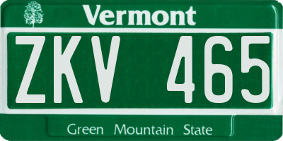 VT license plate ZKV465
