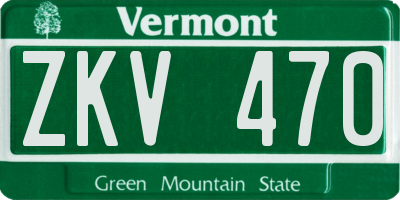VT license plate ZKV470