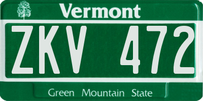 VT license plate ZKV472