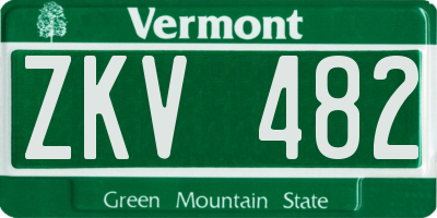 VT license plate ZKV482
