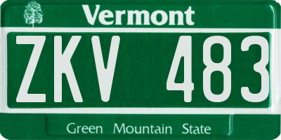 VT license plate ZKV483