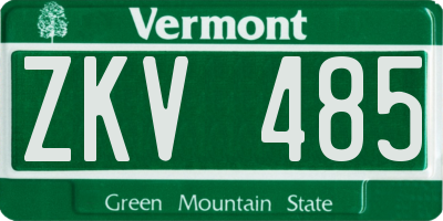 VT license plate ZKV485