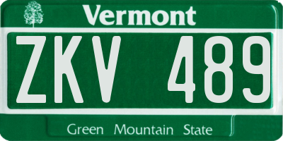 VT license plate ZKV489