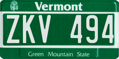 VT license plate ZKV494
