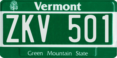 VT license plate ZKV501