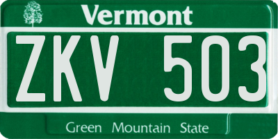 VT license plate ZKV503