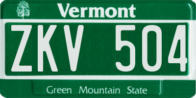 VT license plate ZKV504